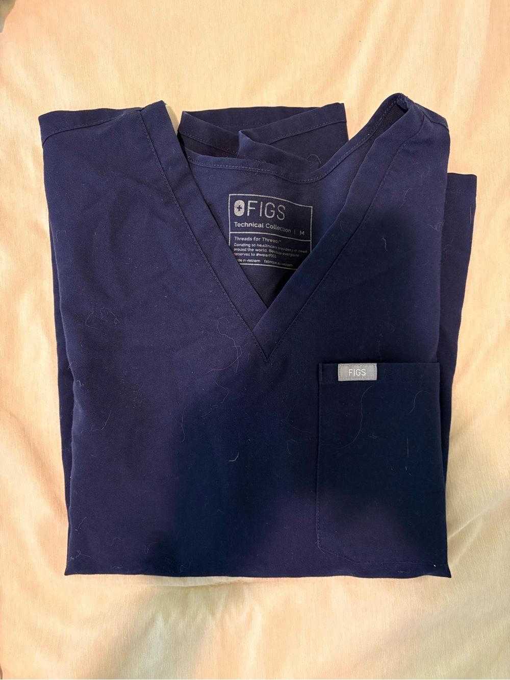 Figs Navy Blue Scrub Top